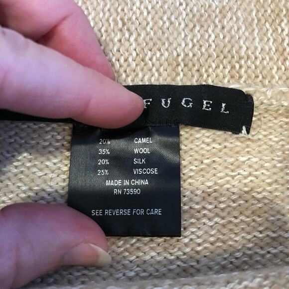 Yansi Fugel tan cream camel wool silk blend turtleneck sweater size Medium - Picture 9 of 16